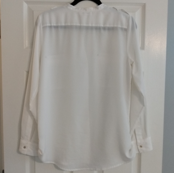 Calvin Klein Sheer Blouse w/Gold Button Detail - Picture 2 of 8